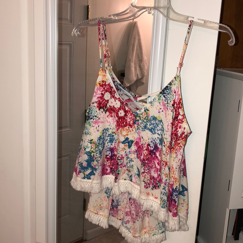 Gorgeous Floral Tassel Crop Top